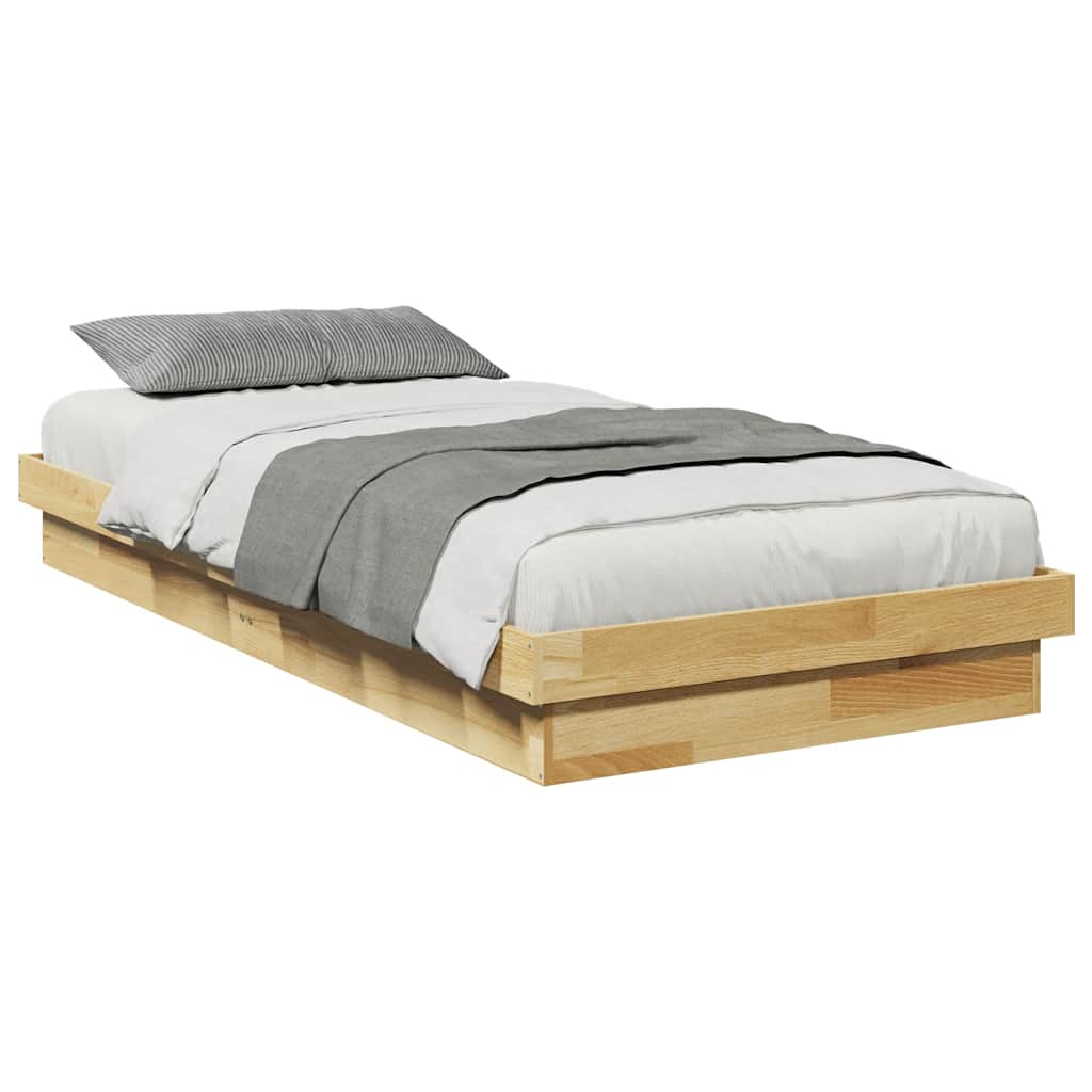 Solid wood bed without mattress 100x200 cm oak