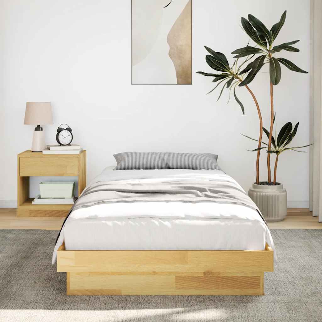 Solid wood bed without mattress 75x190 cm oak