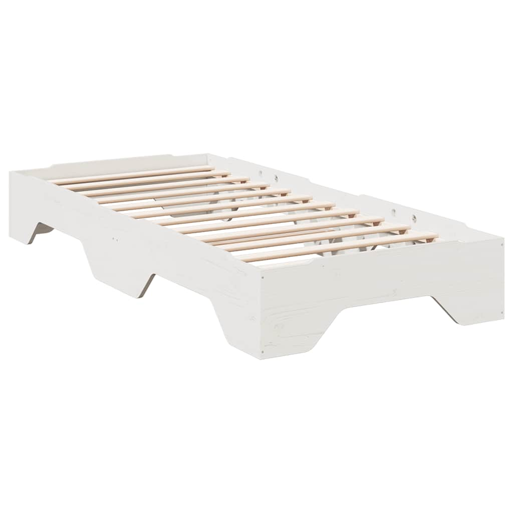 Solid wood bed without mattress Stackable White 100x200 cm