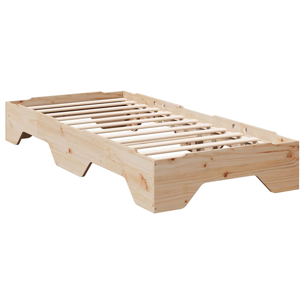 Solid wood bed without mattress Stackable 90x200 cm