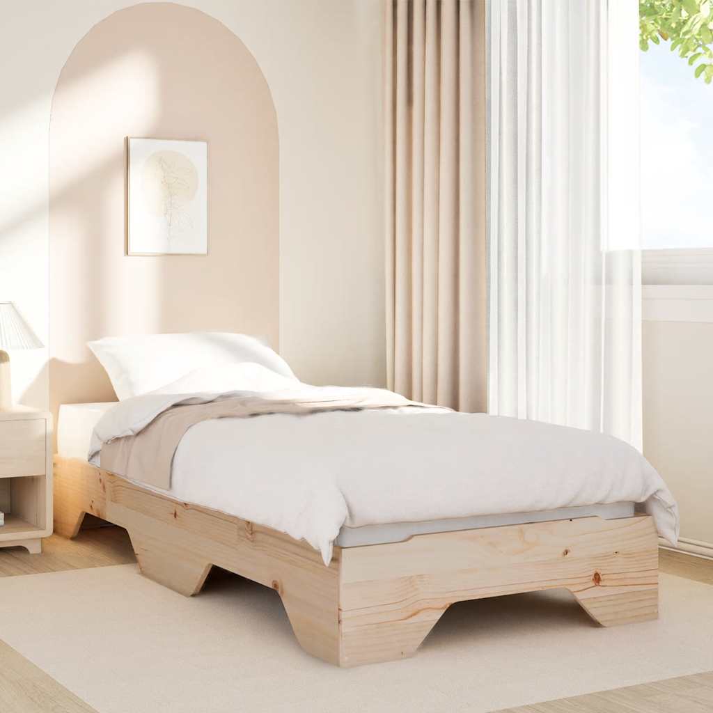 Solid wood bed without mattress Stackable 90x200 cm