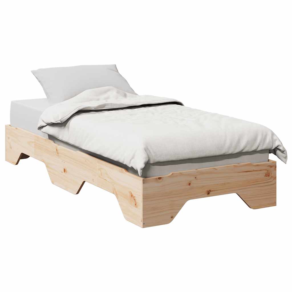 Solid wood bed without mattress Stackable 90x200 cm