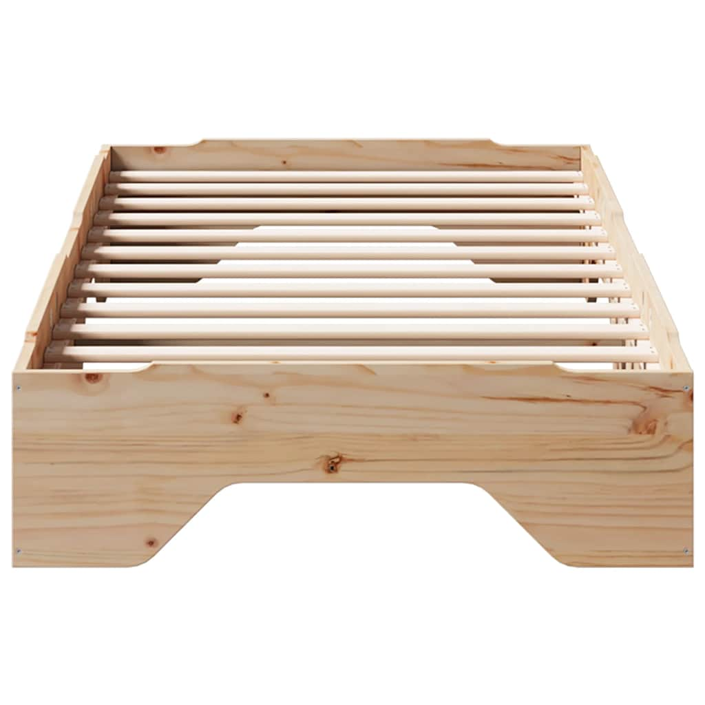 Solid wood bed without mattress Stackable 90x200 cm