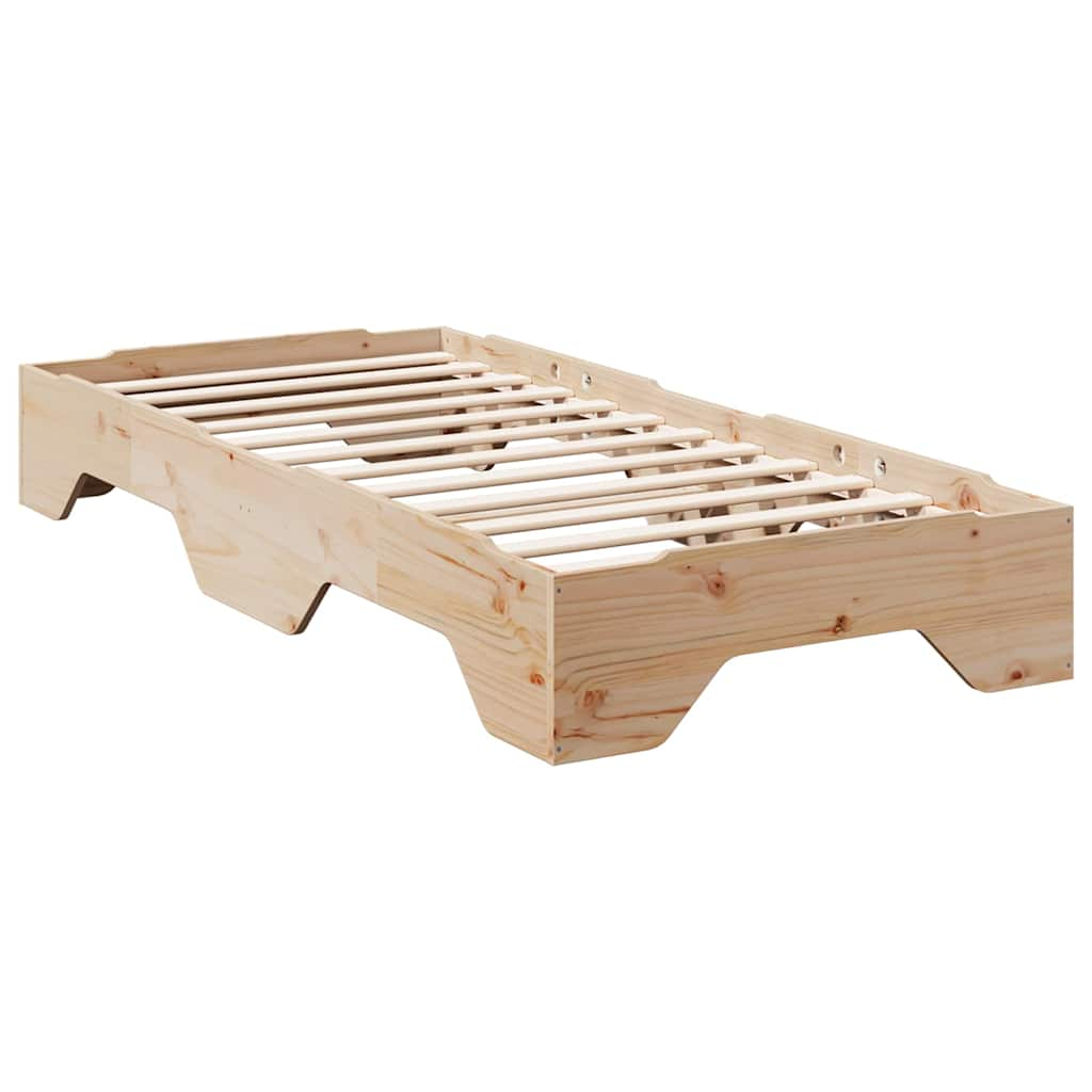 Solid wood bed without mattress Stackable 90x200 cm