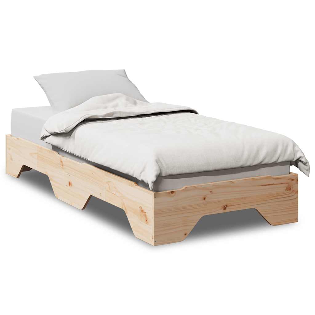 Solid wood bed without mattress Stackable 90x200 cm