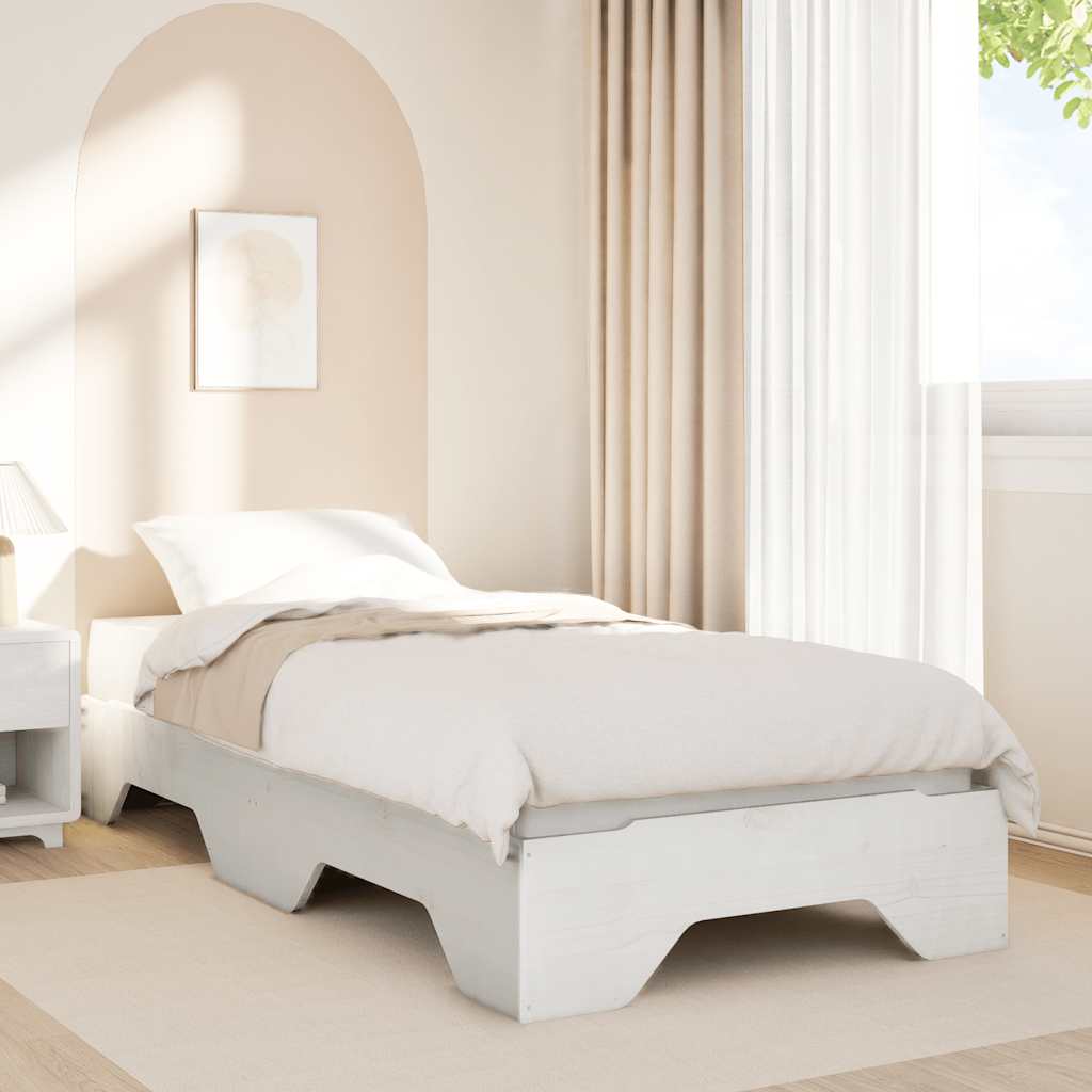 Solid wood bed without mattress Stackable White 90x200 cm