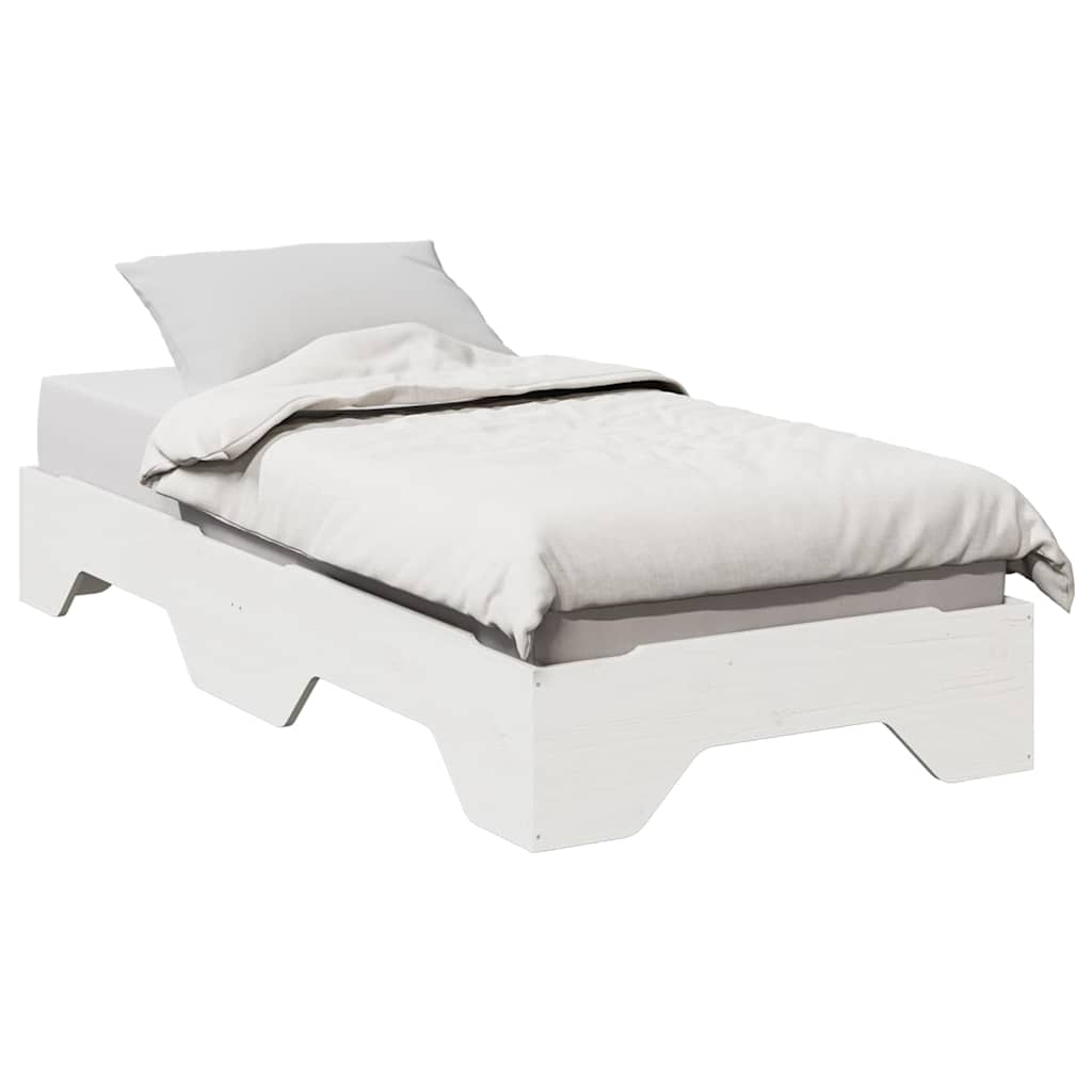 Solid wood bed without mattress Stackable White 90x200 cm