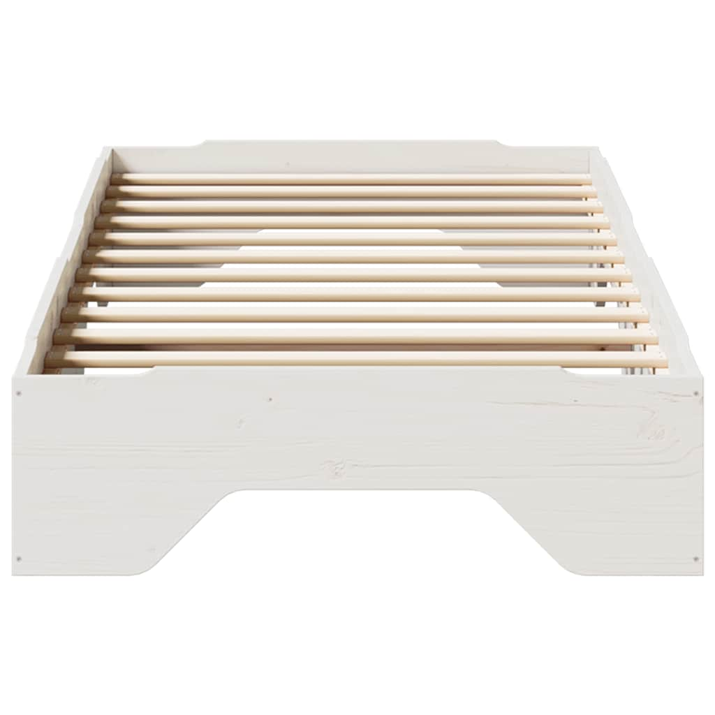 Solid wood bed without mattress Stackable White 90x200 cm