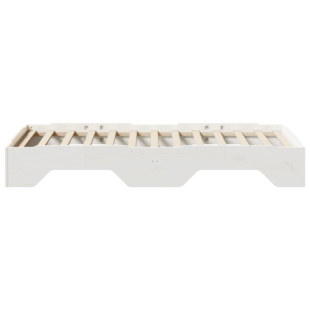 Solid wood bed without mattress Stackable White 90x200 cm