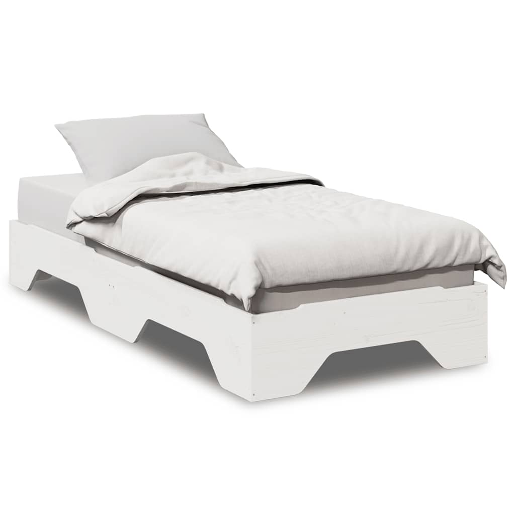 Solid wood bed without mattress Stackable White 90x200 cm