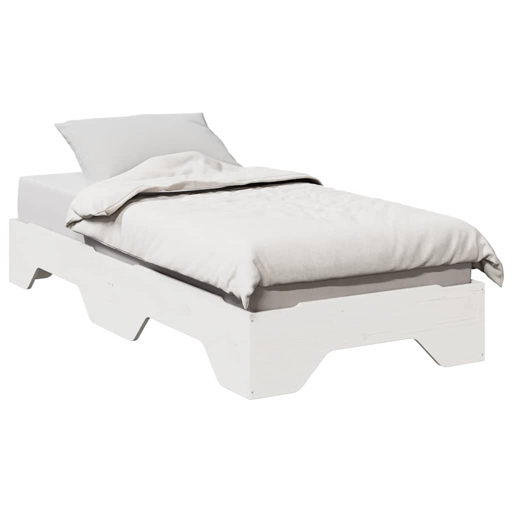 Solid wood bed without mattress Stackable White 80x200 cm