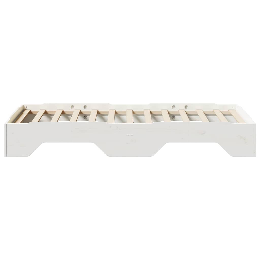 Solid wood bed without mattress Stackable White 80x200 cm