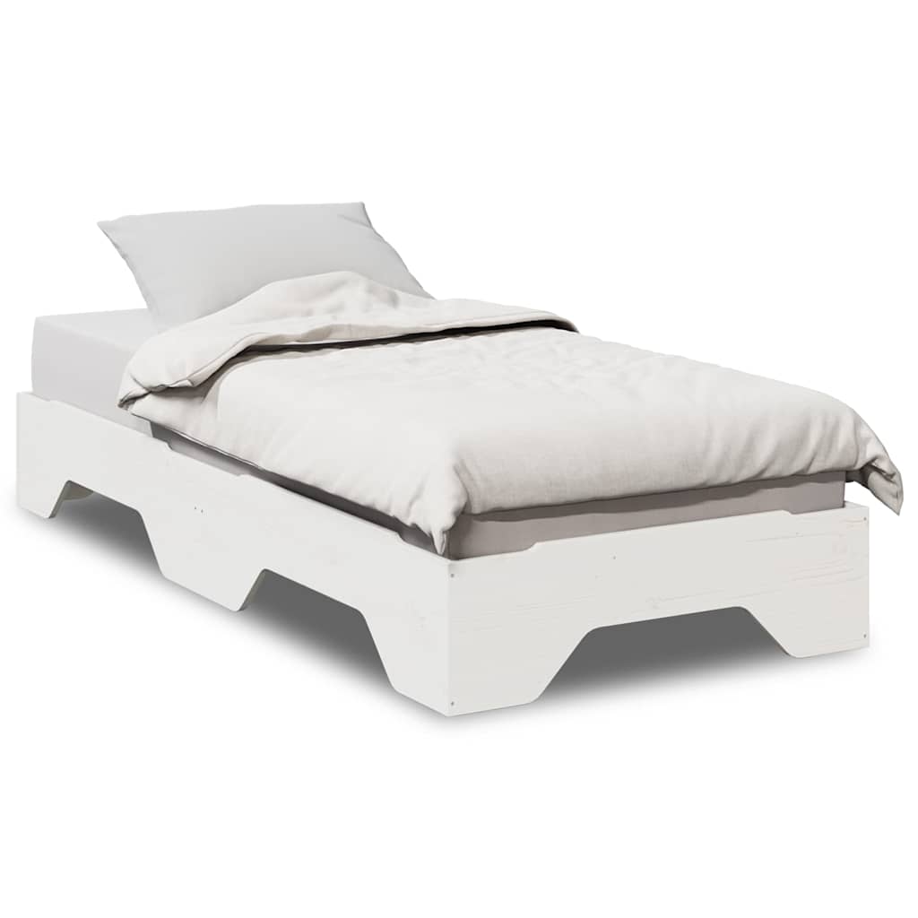 Solid wood bed without mattress Stackable White 75x190 cm