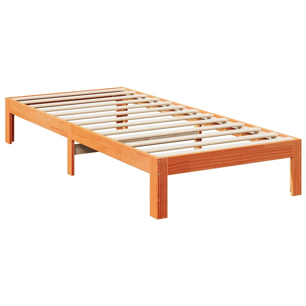 Solid wood bed without mattress wax brown 80x200 cm pinewood