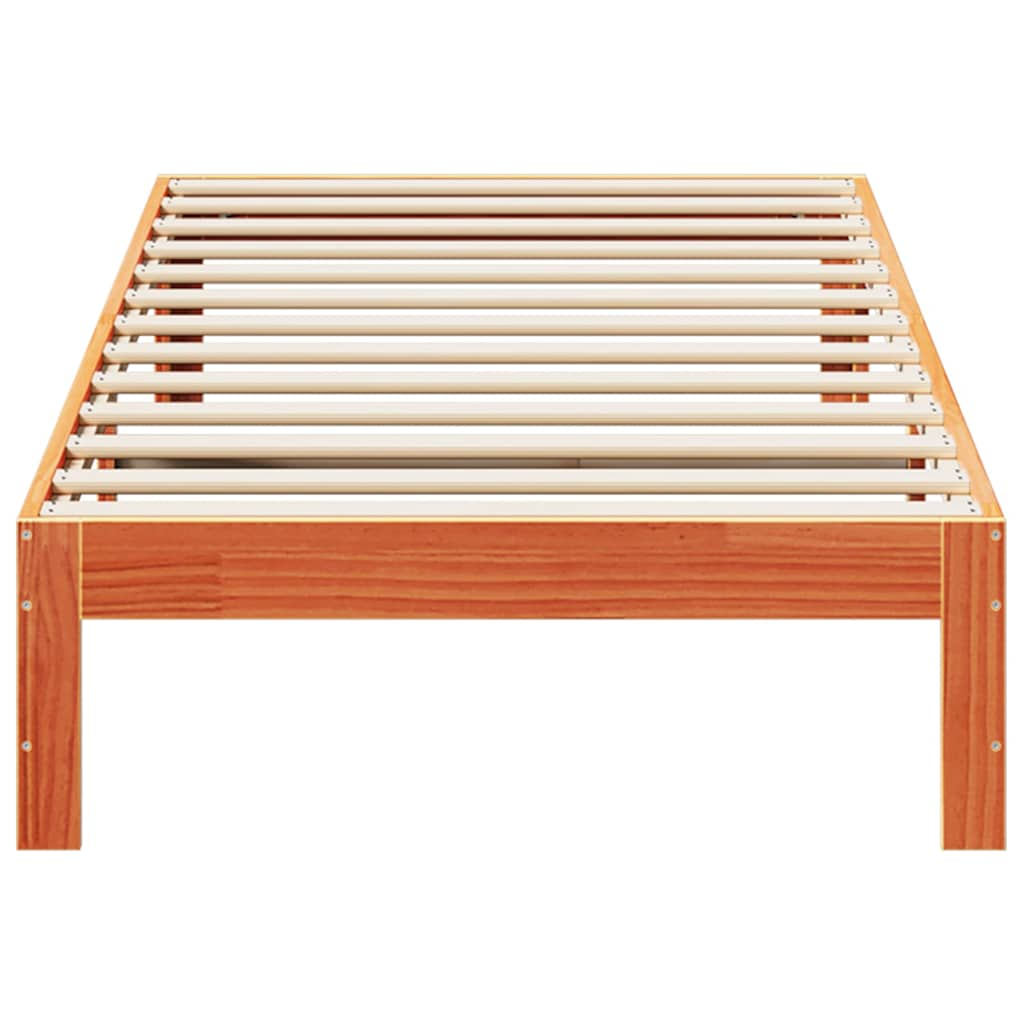 Solid wood bed without mattress wax brown 80x200 cm pinewood