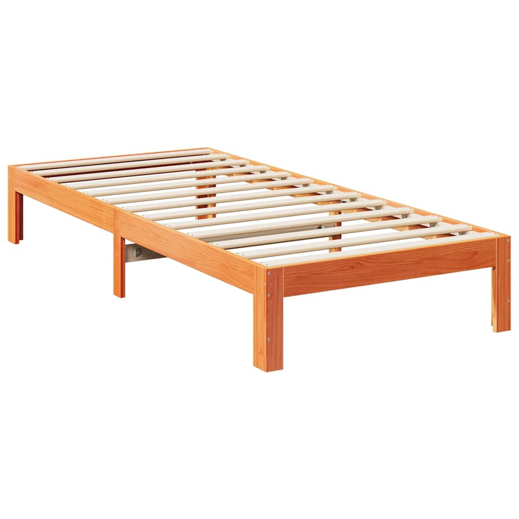 Solid wood bed without mattress wax brown 80x200 cm pinewood