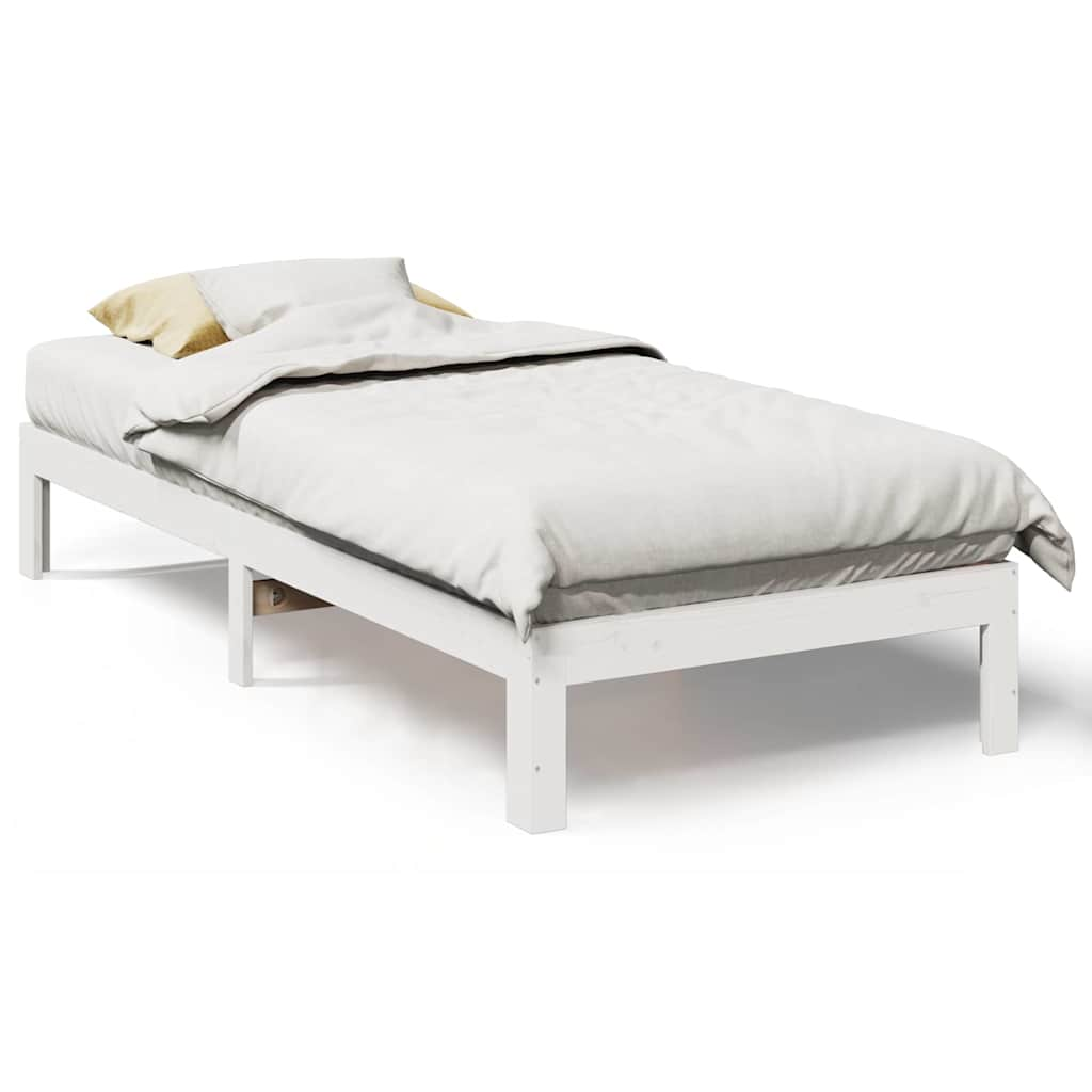 Solid wood bed without mattress white 90x200 cm pinewood