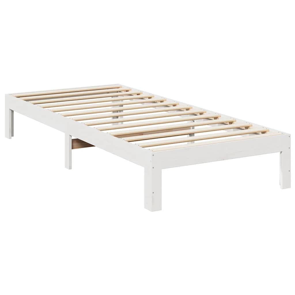 Solid wood bed without mattress white 90x200 cm pinewood