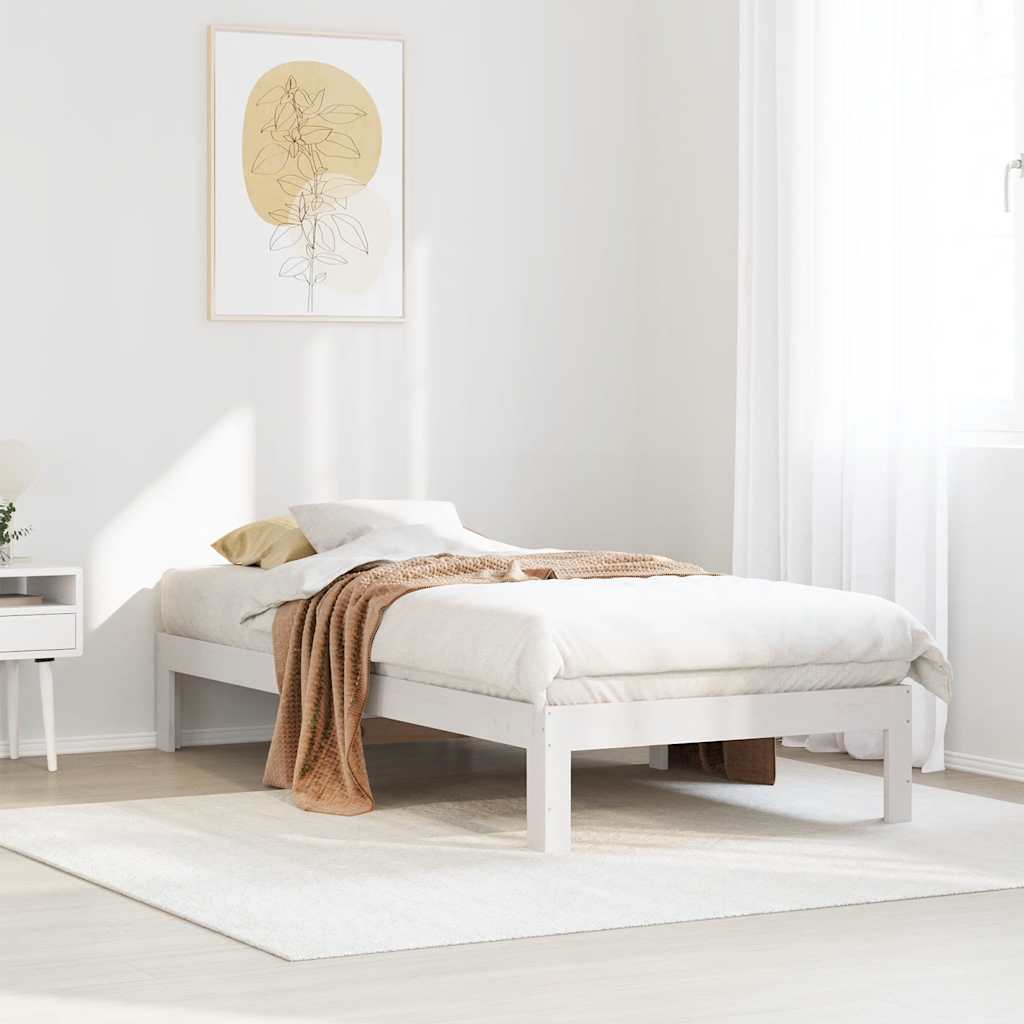 Solid wood bed without mattress white 90x200 cm pinewood