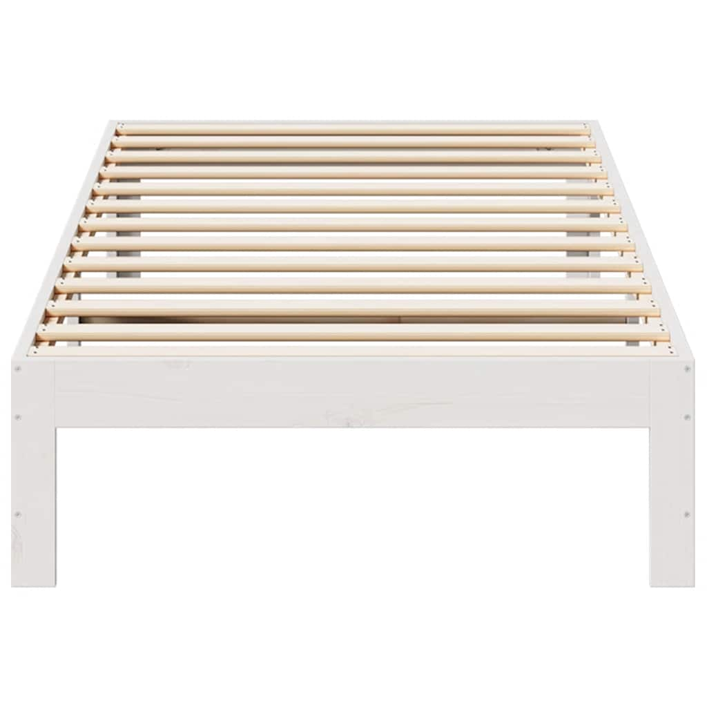 Solid wood bed without mattress white 90x200 cm pinewood