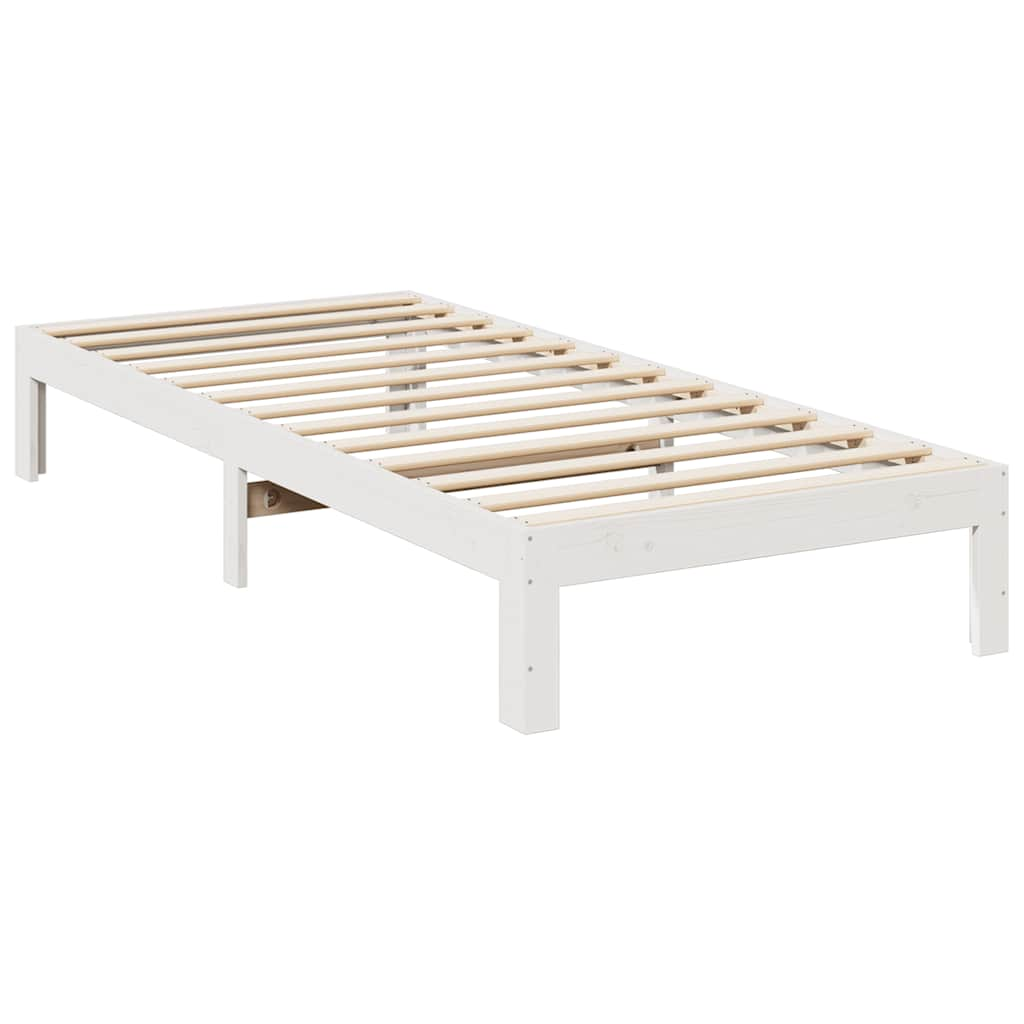 Solid wood bed without mattress white 90x200 cm pinewood