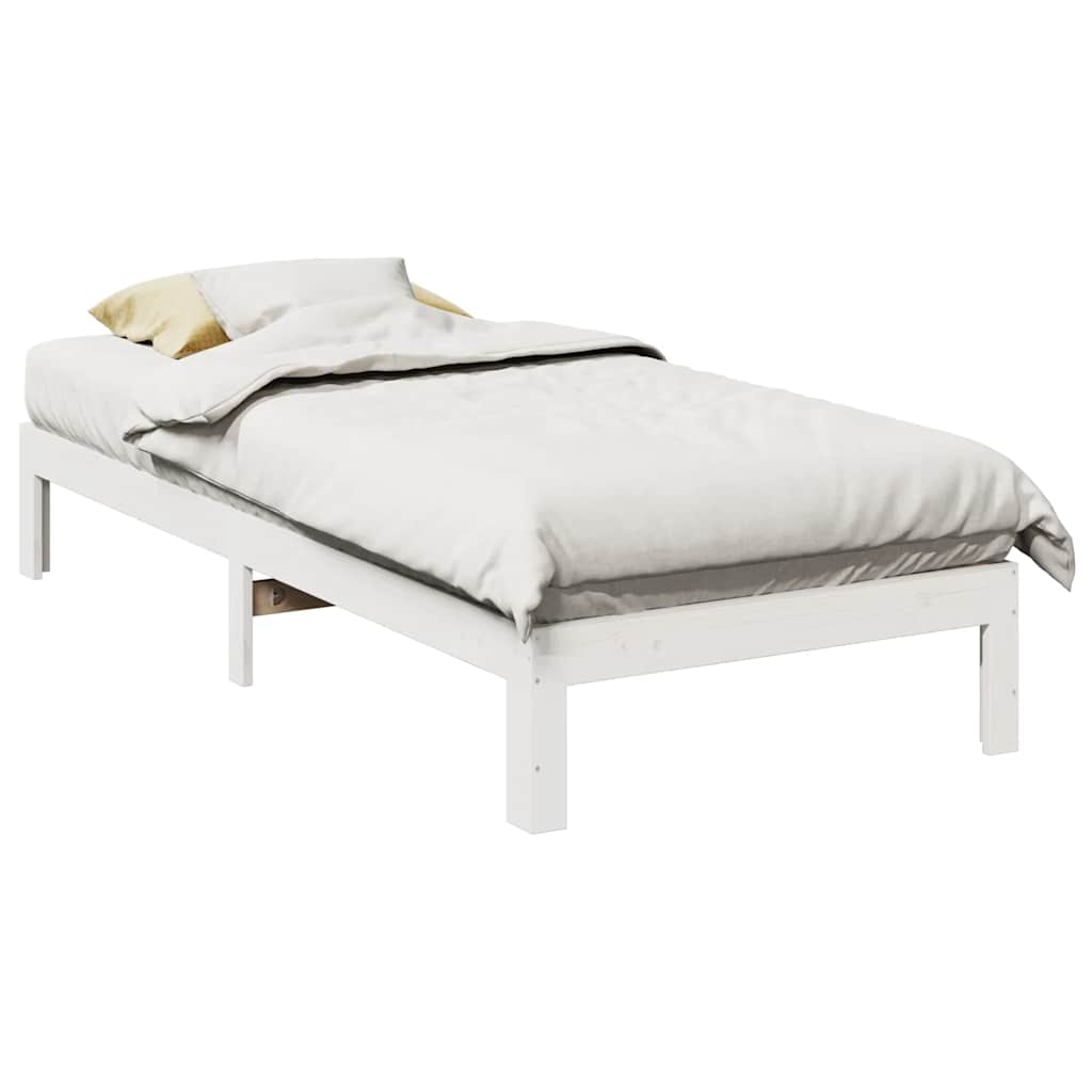 Solid wood bed without mattress white 90x200 cm pinewood