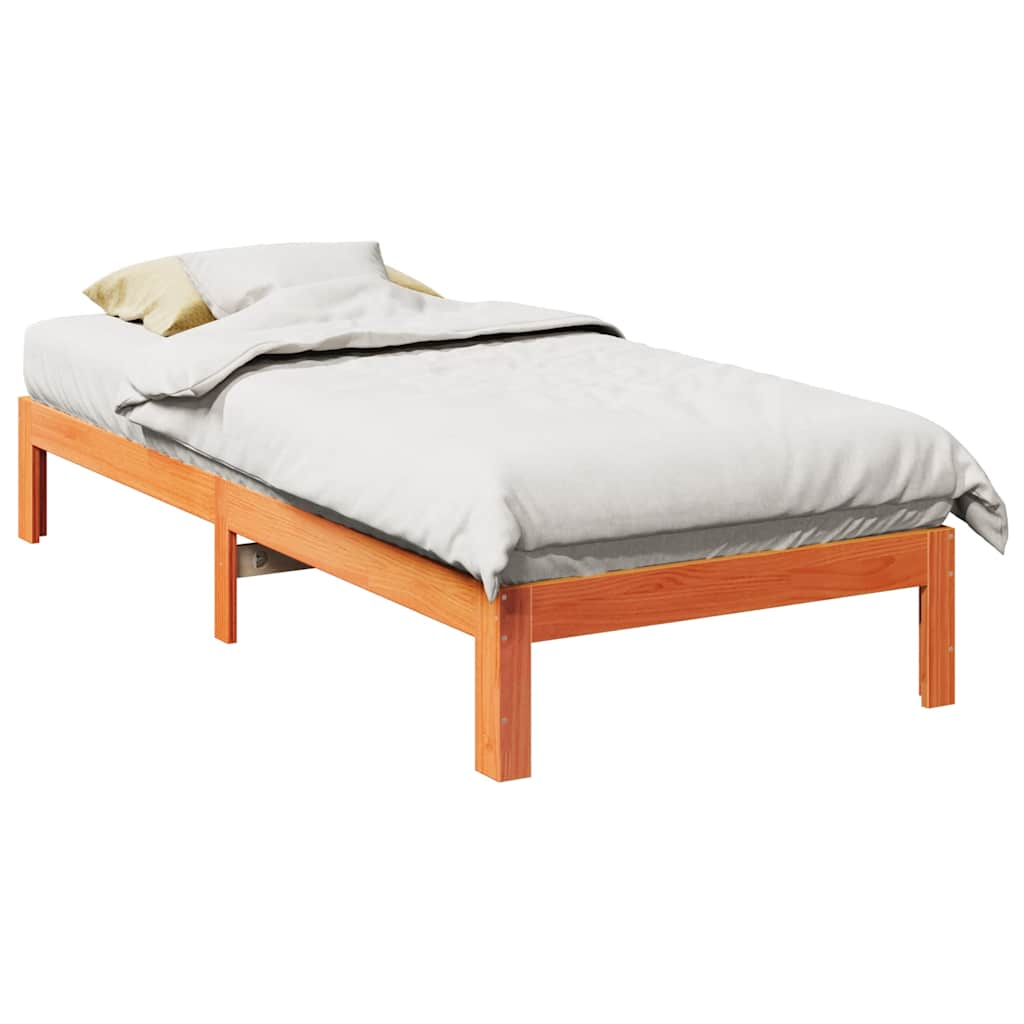 Solid wood bed without mattress wax brown 90x200 pinewood