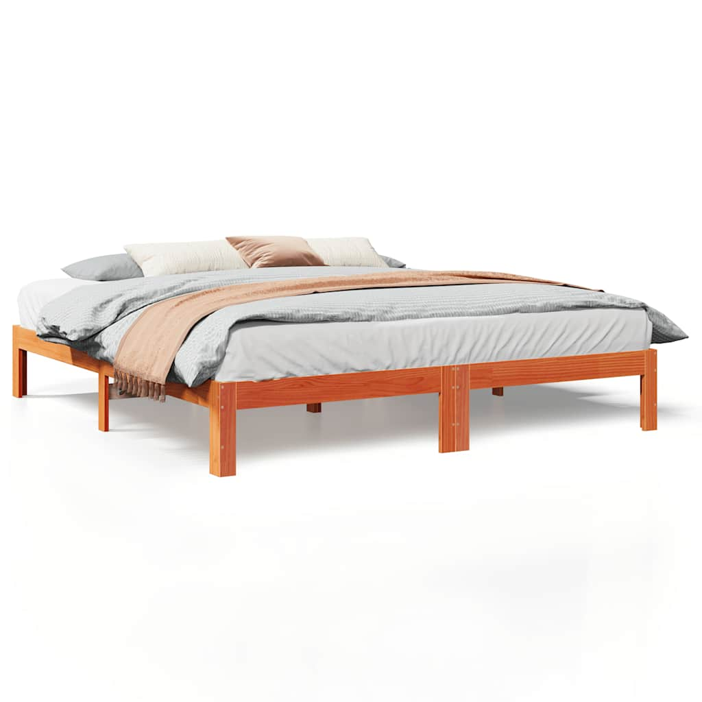 Solid wood bed without mattress wax brown 180x200 pinewood