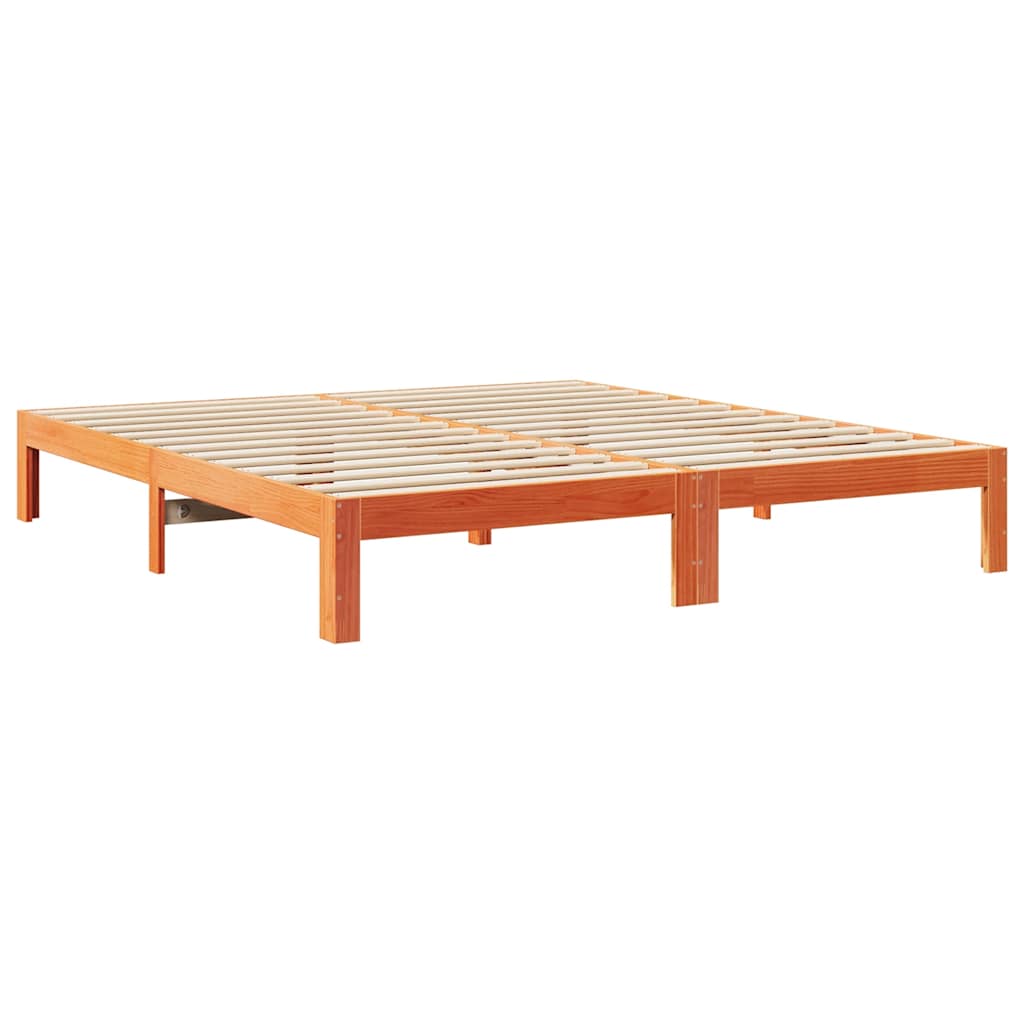 Solid wood bed without mattress wax brown 180x200 pinewood