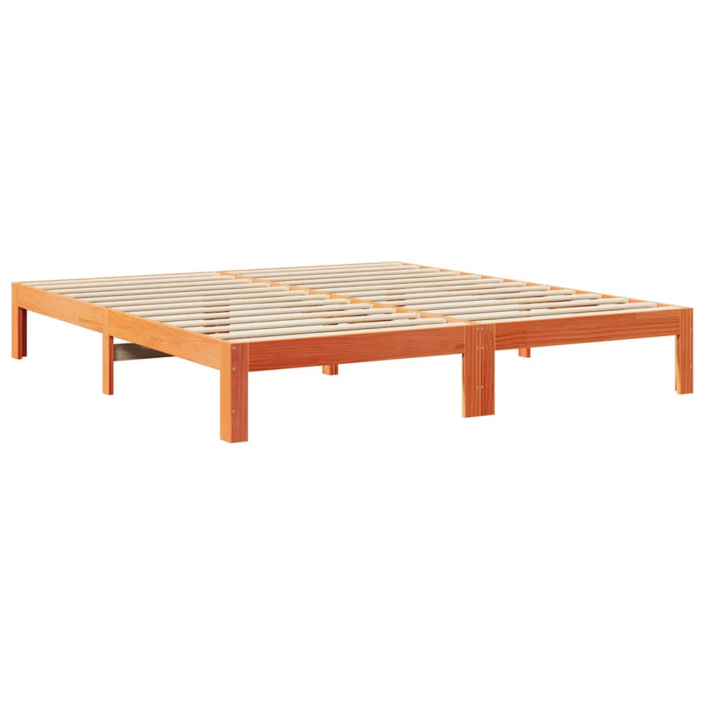 Solid wood bed without mattress wax brown 180x200 pinewood