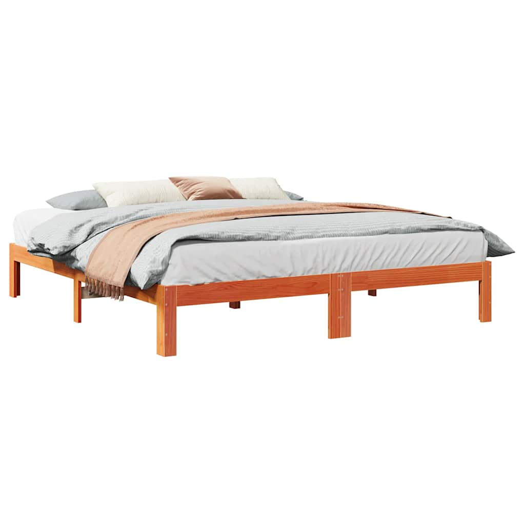 Solid wood bed without mattress wax brown 180x200 pinewood