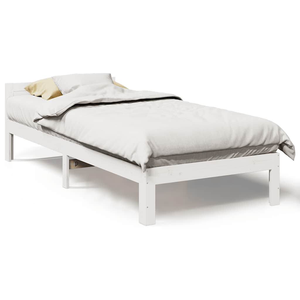 Solid wood bed without mattress white 80x200 cm pinewood