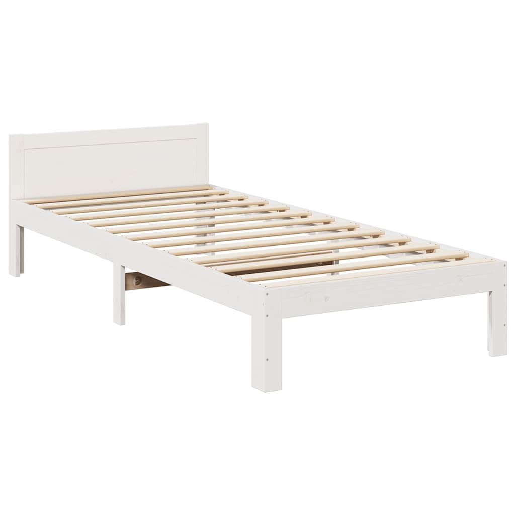 Solid wood bed without mattress white 80x200 cm pinewood