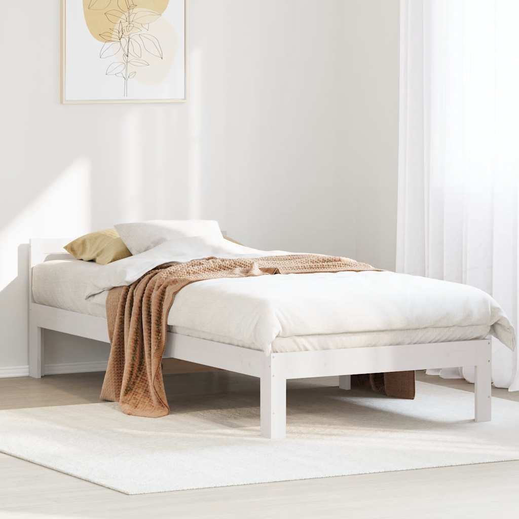 Solid wood bed without mattress white 80x200 cm pinewood