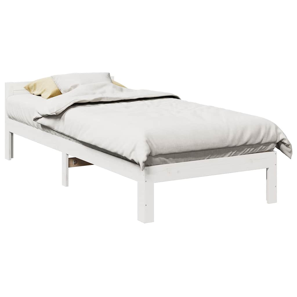 Solid wood bed without mattress white 80x200 cm pinewood