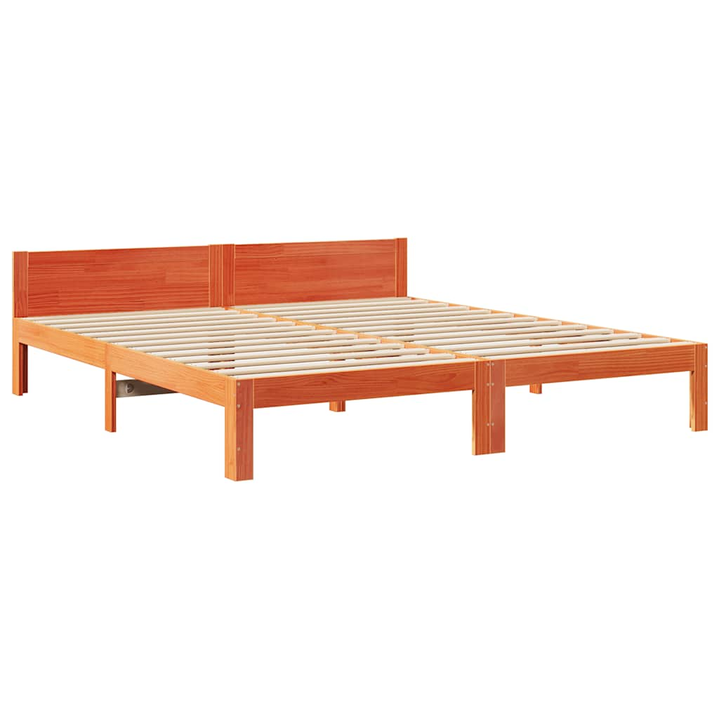 Solid wood bed without mattress wax brown 160x200 pinewood