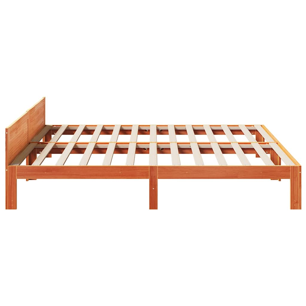 Solid wood bed without mattress wax brown 160x200 pinewood