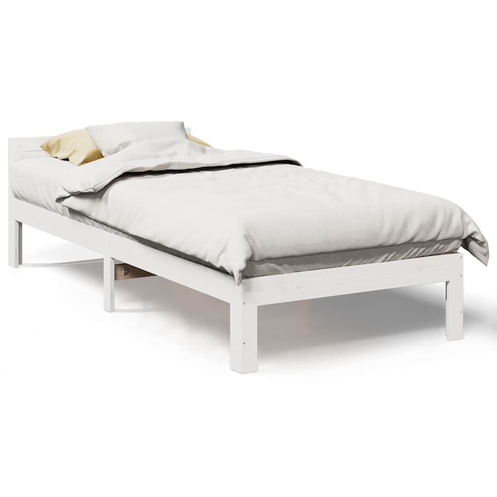 Solid wood bed without mattress white 90x200 cm pinewood