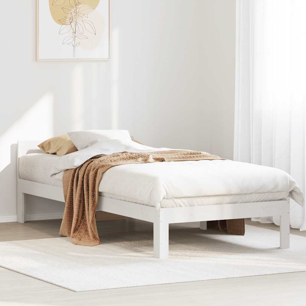 Solid wood bed without mattress white 90x200 cm pinewood