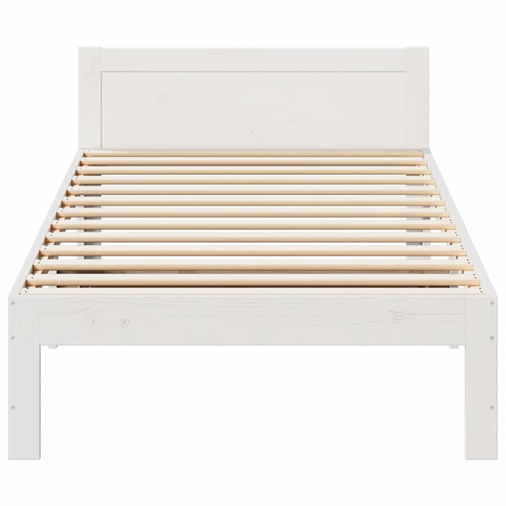 Solid wood bed without mattress white 90x200 cm pinewood