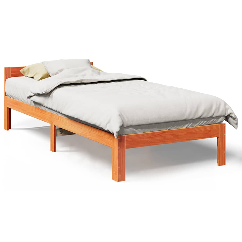 Solid wood bed without mattress wax brown 90x200 pinewood