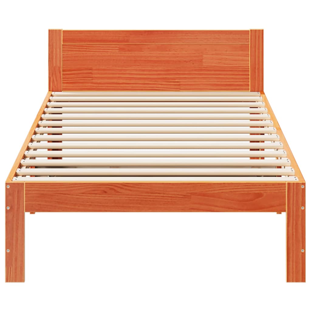 Solid wood bed without mattress wax brown 90x200 pinewood