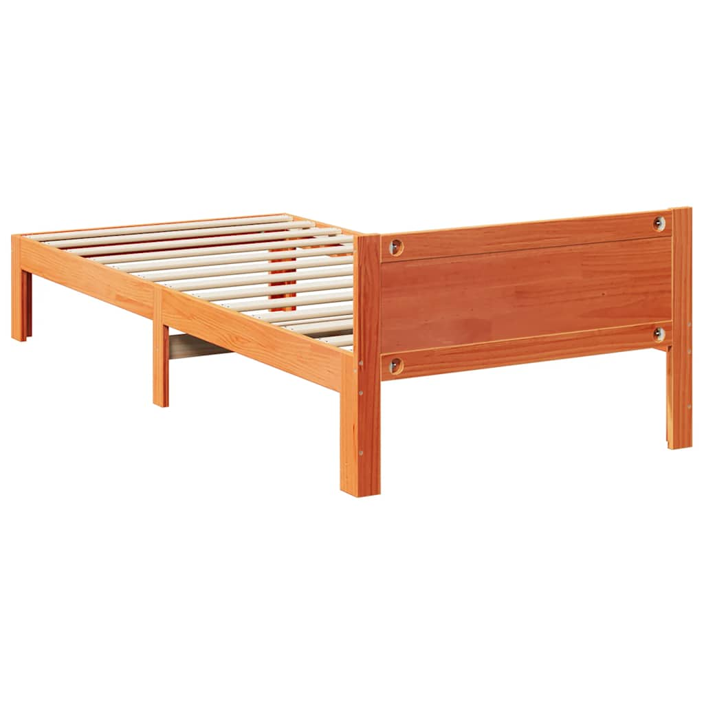 Solid wood bed without mattress wax brown 90x200 pinewood