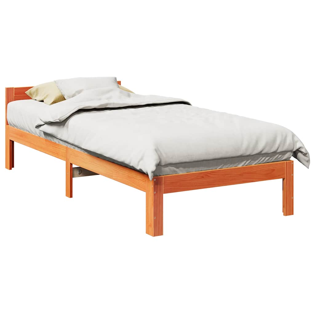 Solid wood bed without mattress wax brown 90x200 pinewood