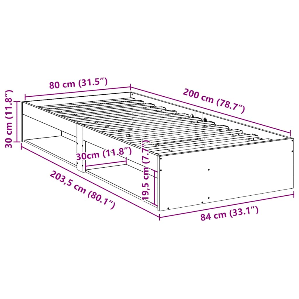 Daybed without mattress 80x200 cm solid pine wood