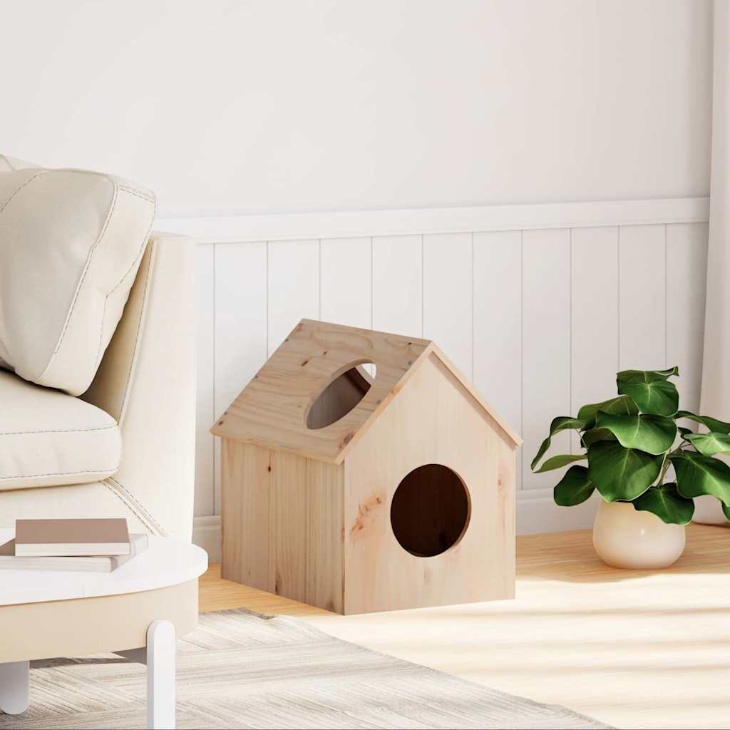 Cat house 41x50x50 cm solid pine wood