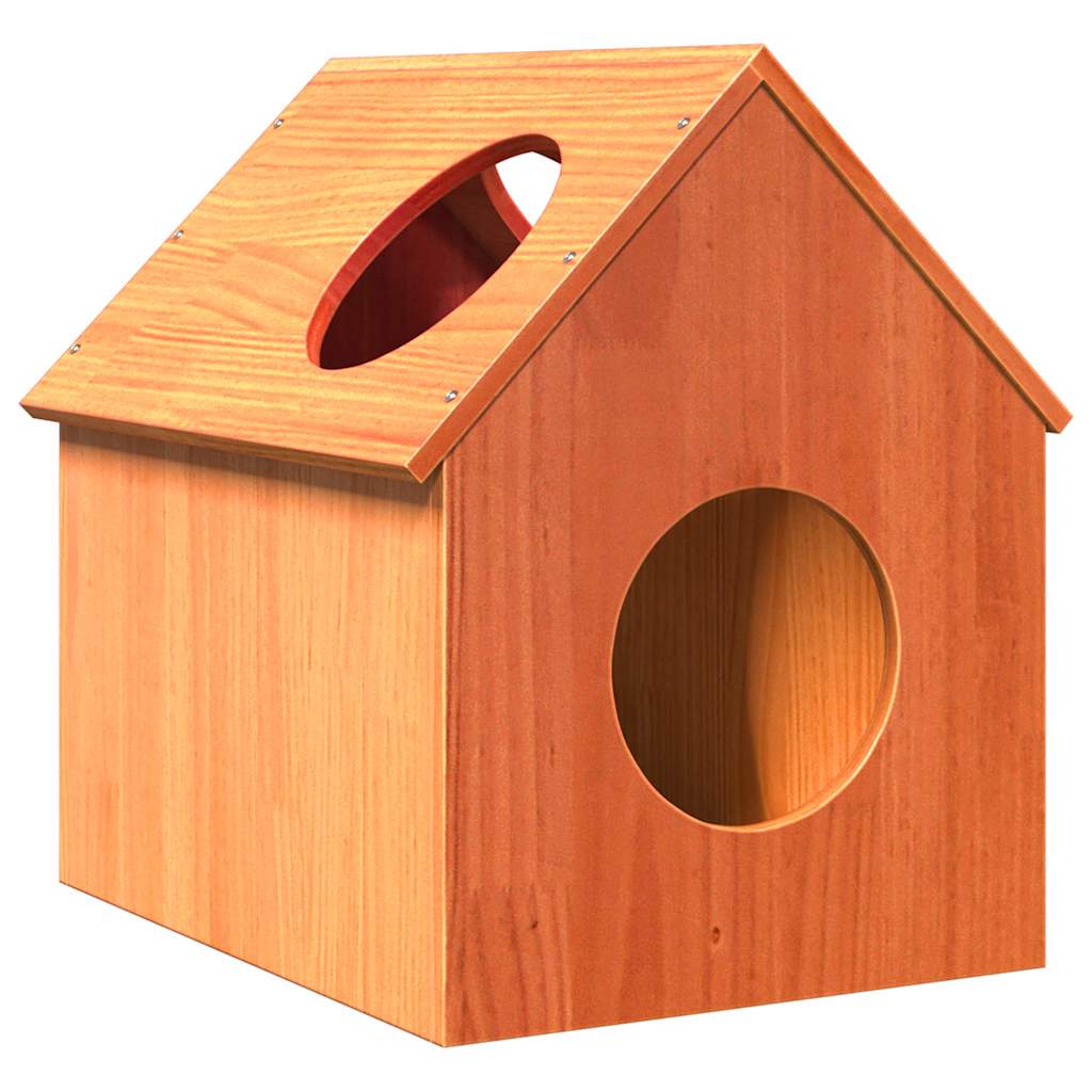 Cat House Wax Brown 41x50x50 cm Solid Pine Wood