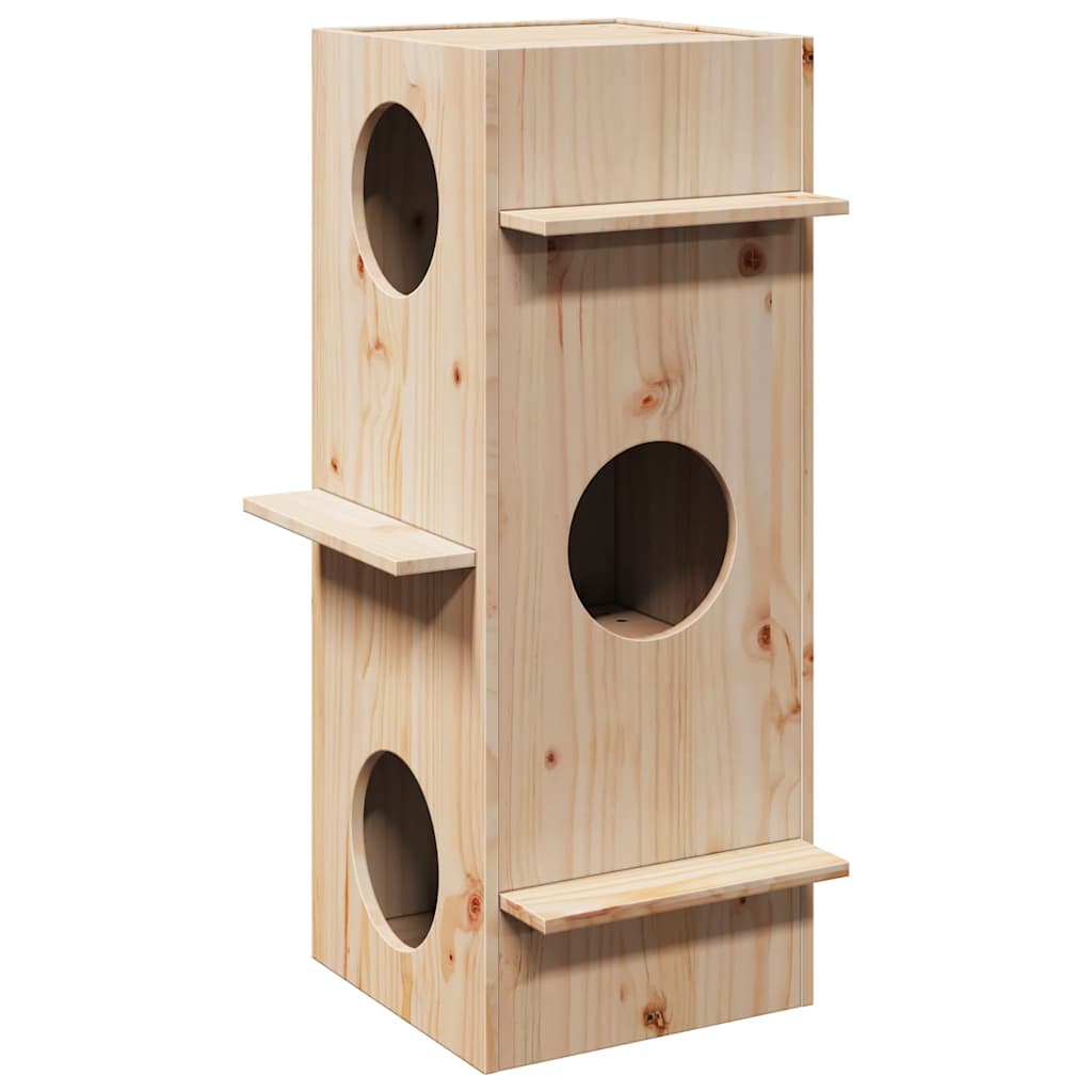 Cat house 43x43x90 cm solid pine wood