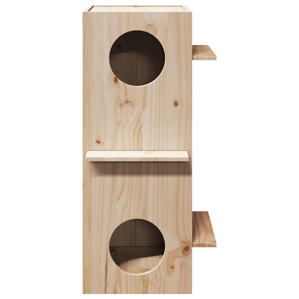 Cat house 43x43x90 cm solid pine wood