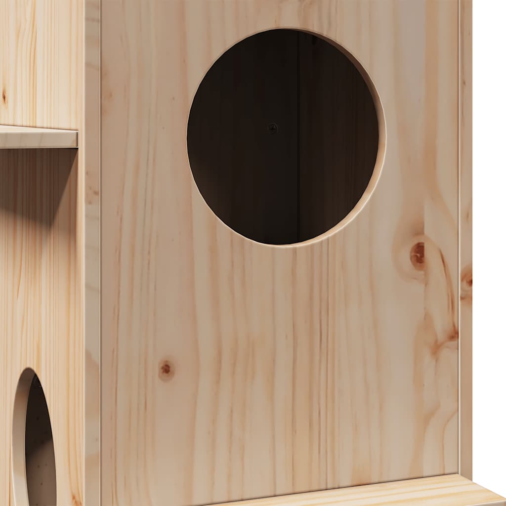 Cat house 43x43x90 cm solid pine wood